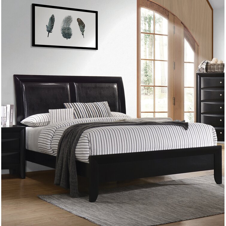 Wood leather deals bed